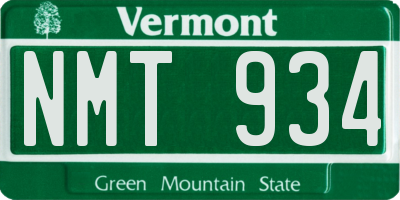 VT license plate NMT934