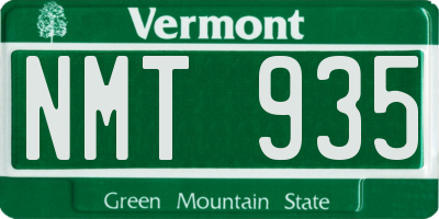 VT license plate NMT935