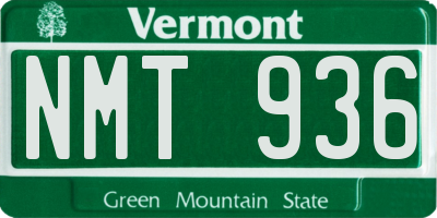 VT license plate NMT936