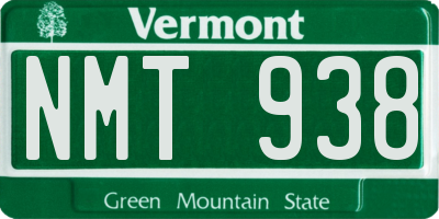 VT license plate NMT938