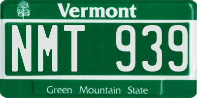 VT license plate NMT939