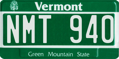 VT license plate NMT940