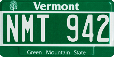 VT license plate NMT942
