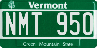 VT license plate NMT950