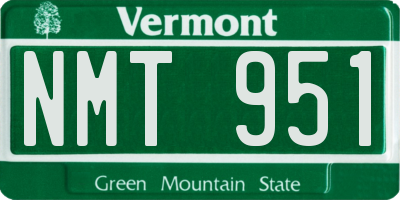 VT license plate NMT951