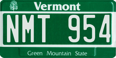 VT license plate NMT954