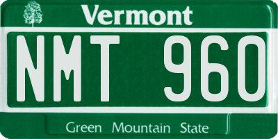 VT license plate NMT960