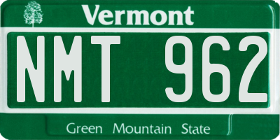 VT license plate NMT962