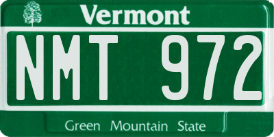 VT license plate NMT972