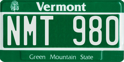VT license plate NMT980