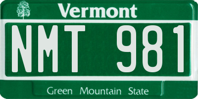 VT license plate NMT981