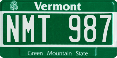 VT license plate NMT987