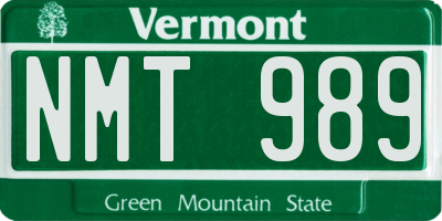 VT license plate NMT989