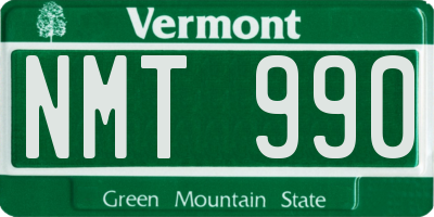 VT license plate NMT990