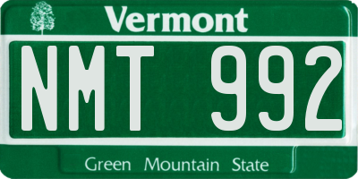 VT license plate NMT992