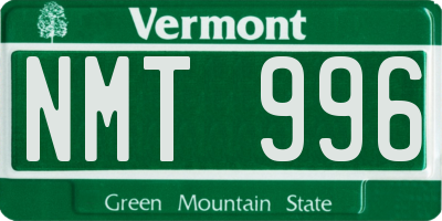 VT license plate NMT996