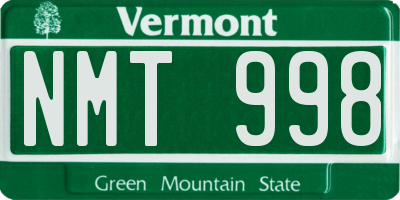 VT license plate NMT998