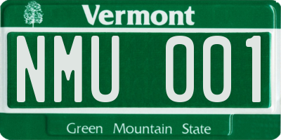 VT license plate NMU001
