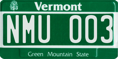 VT license plate NMU003