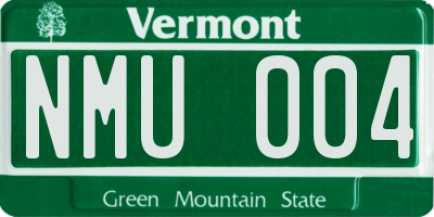 VT license plate NMU004