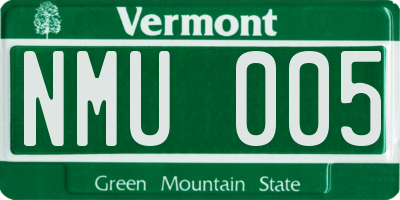 VT license plate NMU005