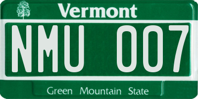 VT license plate NMU007