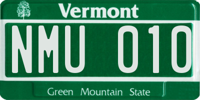 VT license plate NMU010