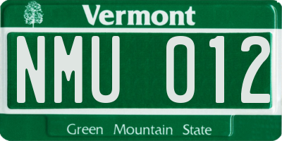 VT license plate NMU012