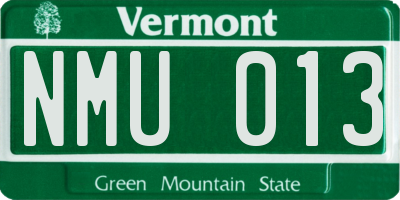 VT license plate NMU013