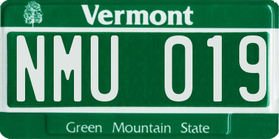 VT license plate NMU019