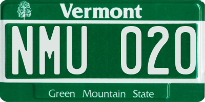 VT license plate NMU020