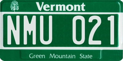 VT license plate NMU021