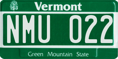 VT license plate NMU022