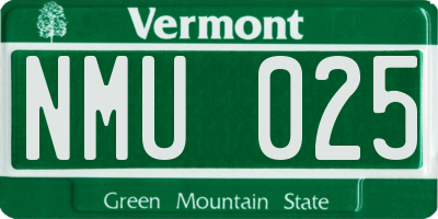 VT license plate NMU025