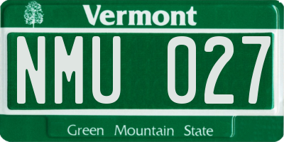 VT license plate NMU027
