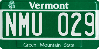 VT license plate NMU029