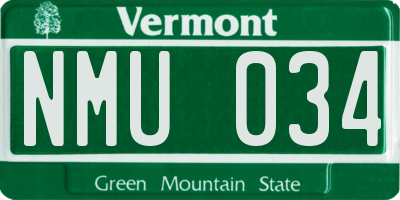 VT license plate NMU034
