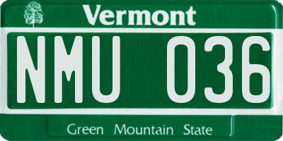 VT license plate NMU036