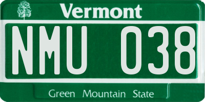 VT license plate NMU038