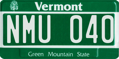 VT license plate NMU040