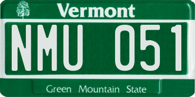 VT license plate NMU051