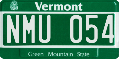 VT license plate NMU054
