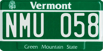 VT license plate NMU058