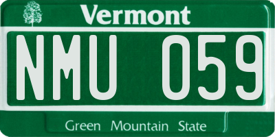 VT license plate NMU059