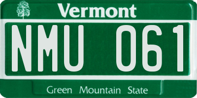 VT license plate NMU061