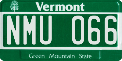 VT license plate NMU066