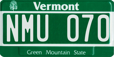 VT license plate NMU070