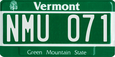 VT license plate NMU071
