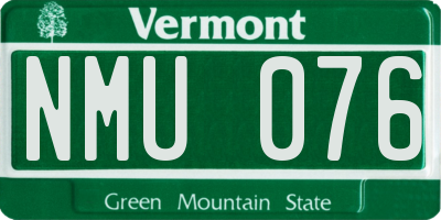 VT license plate NMU076
