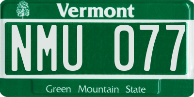 VT license plate NMU077